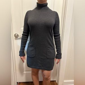 J. Mclaughlin Charcoal Gray Turtleneck Pocket Shift Sweater Dress
